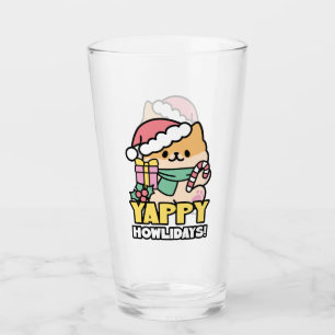 Cute Christmas Dog - Yappy Howlidays Glass