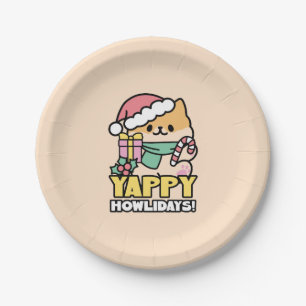 Cute Christmas Dog - Yappy Howlidays  Paper Plate