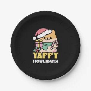 Cute Christmas Dog - Yappy Howlidays  Paper Plate