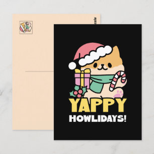 Cute Christmas Dog - Yappy Howlidays Postcard