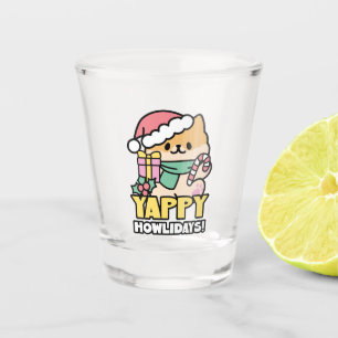 Cute Christmas Dog - Yappy Howlidays  Shot Glass