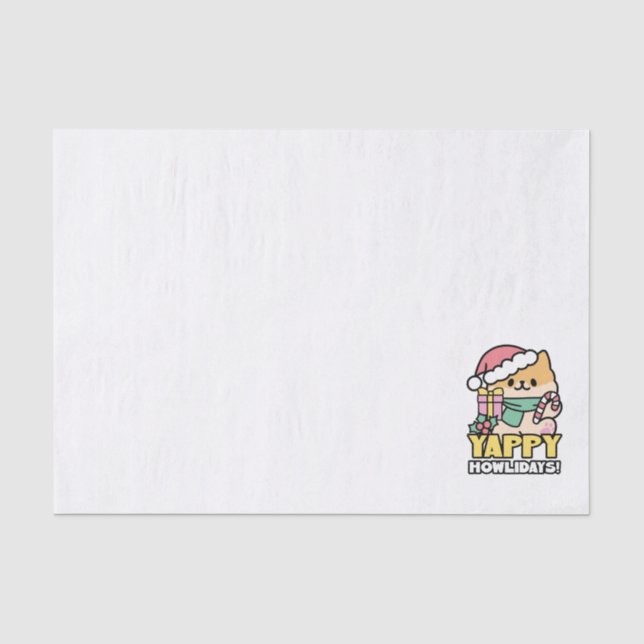 Cute Christmas Dog - Yappy Howlidays  Tissue Paper (Front)