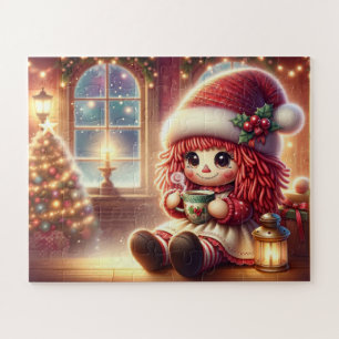 Cute Christmas Doll drinking hot chocolate  Jigsaw Puzzle