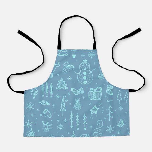 Cute Christmas Doodle Drawing Illustration | Apron (Front)