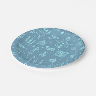 Cute Christmas Doodle Drawing Illustration   Paper Plate