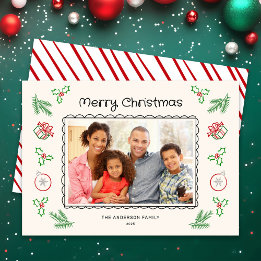 Cute Christmas Doodles Photo Holiday Card