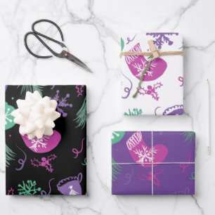 Cute Christmas Doodles Snowflakes Pattern Wrapping Paper Sheet