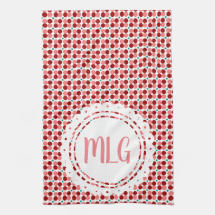Cute Christmas Dots and Lace Initial Kitchen Towel