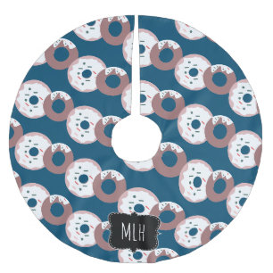 Cute Christmas Doughnut Sprinkles Family Initial Brushed Polyester Tree Skirt