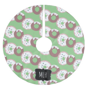 Cute Christmas Doughnut Sprinkles Family Initial Brushed Polyester Tree Skirt