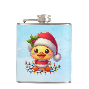 Cute Christmas Duck Cartoon Santa-68362 Hip Flask