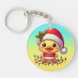Cute Christmas Duck Cartoon Santa-68362 Keychain