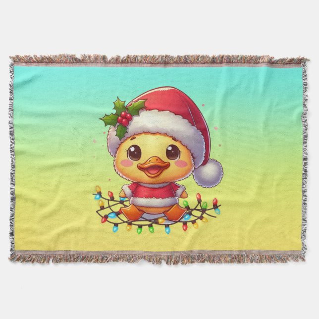 Cute Christmas Duck Cartoon Santa-68362 Throw Blanket (Front)