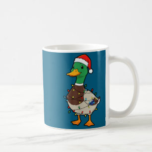 Cute Christmas Duck Mallard With Xmas Lights Coffee Mug