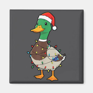 Cute Christmas Duck Mallard With Xmas Lights  Magnet