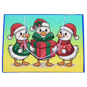 Cute Christmas Ducks Cartoon Art-68105 Large Gift Bag