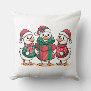 Cute Christmas Ducks Cartoon Art-68105 Throw Pillow