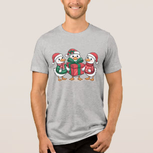 Cute Christmas Ducks Cartoon Art-68105 Tri-Blend Shirt