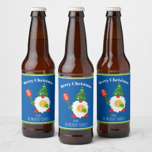 🎾Cute Christmas Dwarf with tennis ball Beer Bottle Label