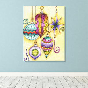 Cute Christmas, Elegant and Fancy Glass Ornaments Canvas Print