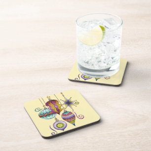 Cute Christmas, Elegant and Fancy Glass Ornaments Coaster