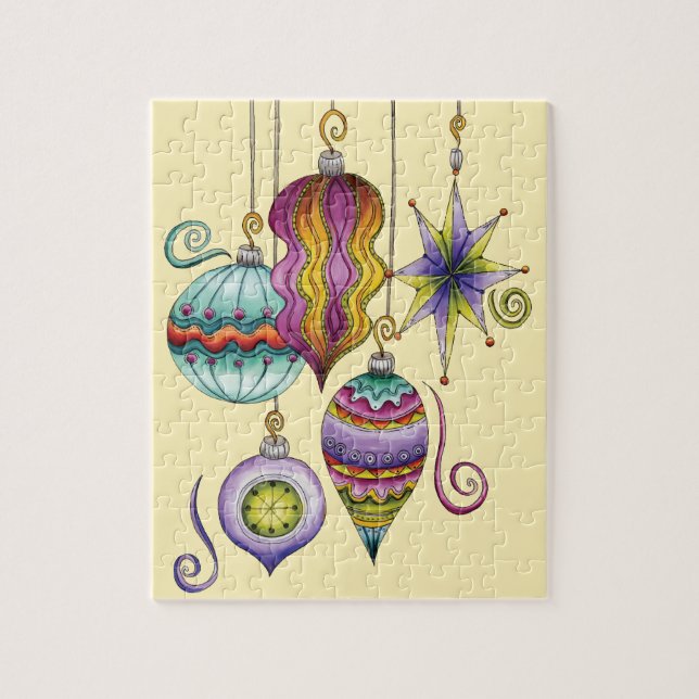 Cute Christmas, Elegant and Fancy Glass Ornaments Jigsaw Puzzle (Vertical)