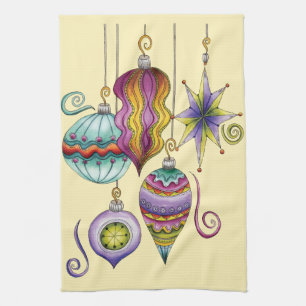 Cute Christmas, Elegant and Fancy Glass Ornaments Kitchen Towel