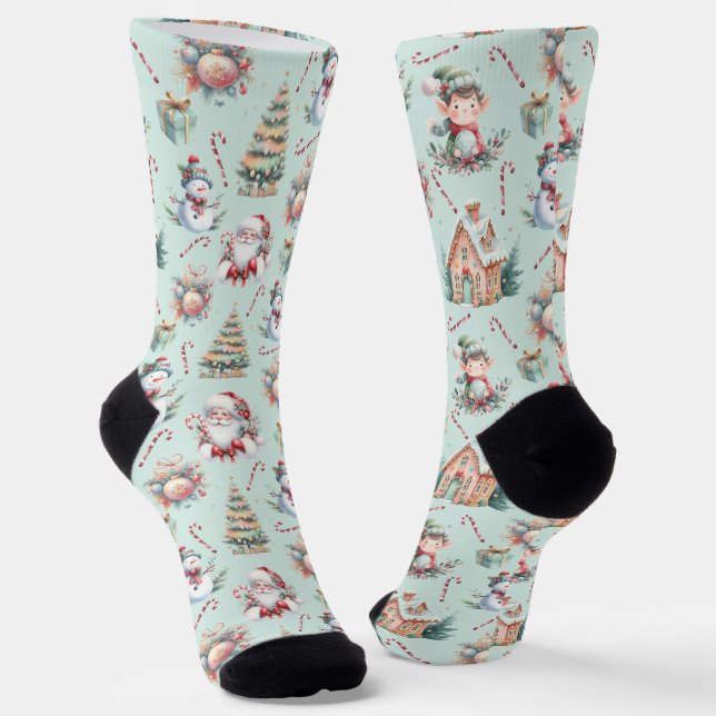 Cute Christmas Elements Socks (Angled)