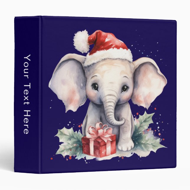 Cute Christmas Elephant Binder (Front/Spine)