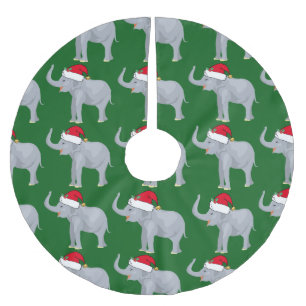 Cute Christmas Elephant Brushed Polyester Tree Skirt