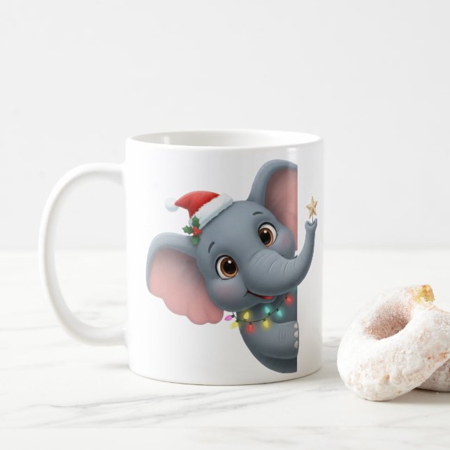 Cute Christmas Elephant Coffee Mug  (Avec donut)