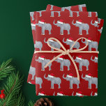 Cute Christmas Elephant Kids Wrapping Paper Sheet<br><div class="desc">Adorable red elephant Christmas wrapping paper. This wild animal looks very cute in a holiday red Santa hat with a little smile. I like Christmas animals and presents that kids will love.</div>