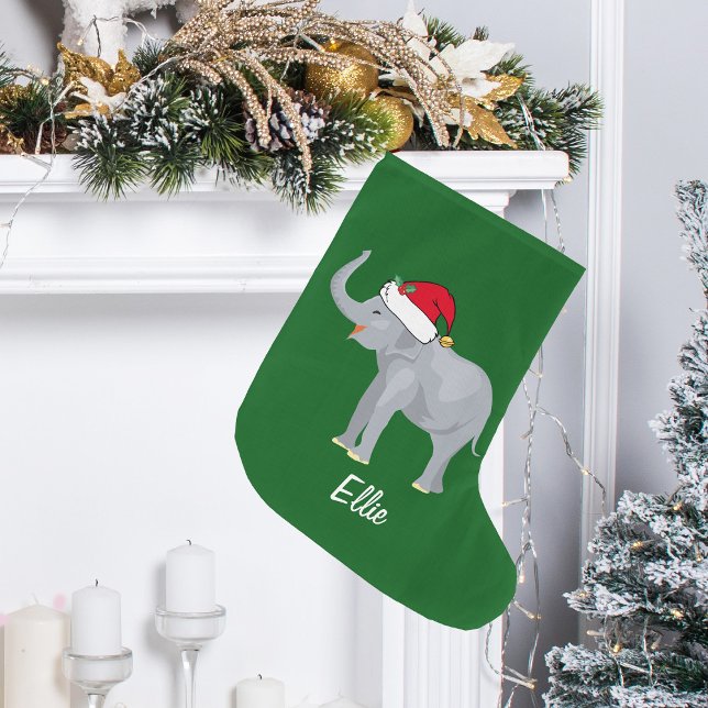 Cute Christmas Elephant Large Christmas Stocking (Creator Uploaded)
