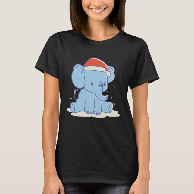 Cute Christmas Elephant T-Shirt (Front)
