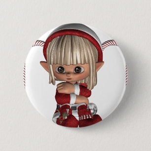 Cute Christmas Elf 2 Inch Round Button