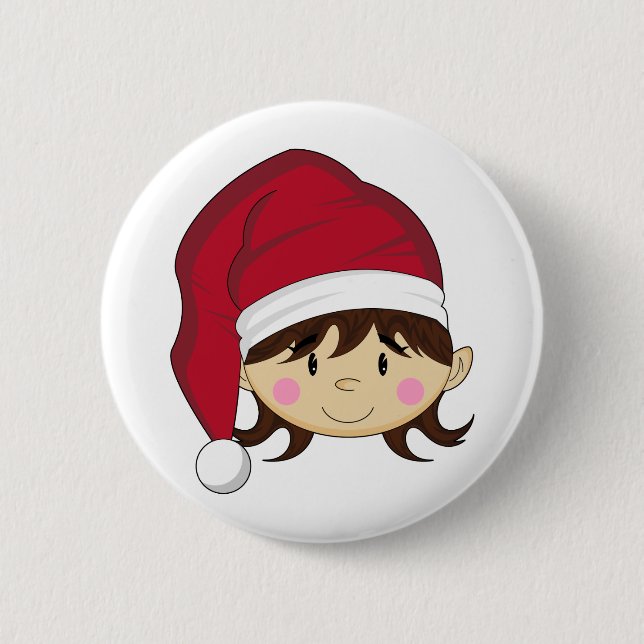Cute Christmas Elf Badge 2 Inch Round Button (Front)