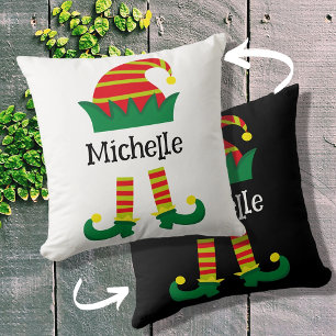Cute Christmas Elf Cap & Legs Custom  Throw Pillow