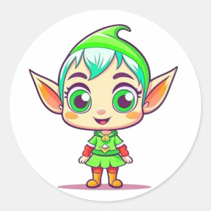Cute Christmas Elf  Classic Round Sticker
