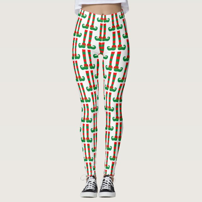Cute Christmas elf eggings for Holiday party Leggings (Front)