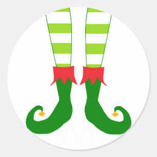 Cute Christmas Elf Feet Classic Round Sticker