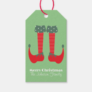Cute Christmas Elf Feet Family Gift Tags