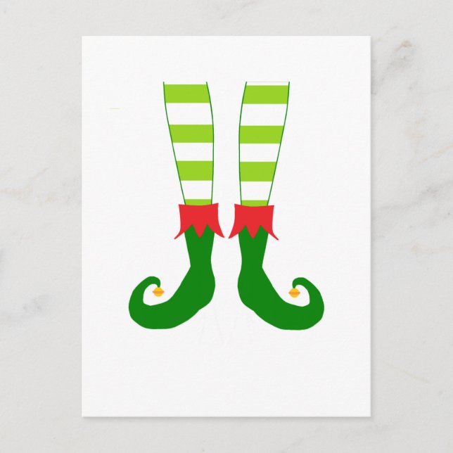 Cute Christmas Elf Feet Holiday Postcard (Front)