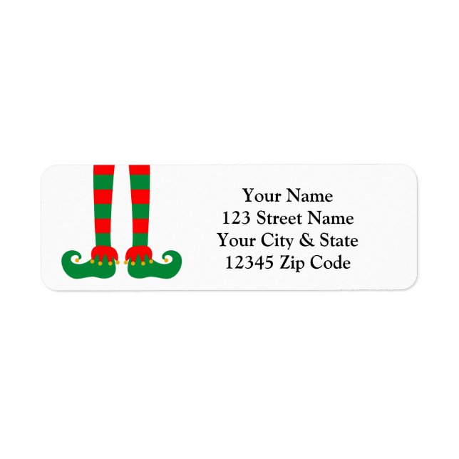 Cute Christmas elf feet return address labels (Front)