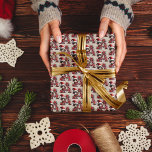 Cute Christmas Elf Festive Letter A Wrapping Paper<br><div class="desc">Cute,  Christmas Elf in festive attire with a monogram letter A decorated with floral decor on a faux,  tan leather background.</div>