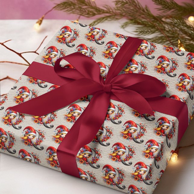 Cute Christmas Elf Festive Letter Q Wrapping Paper (Creator Uploaded)