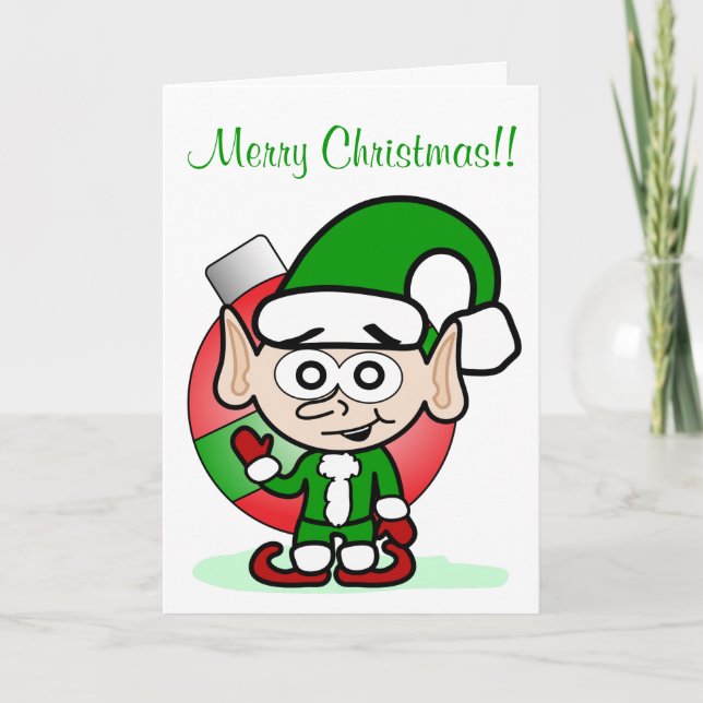 Cute Christmas Elf Holiday Whimsical Cartoon  (Front)