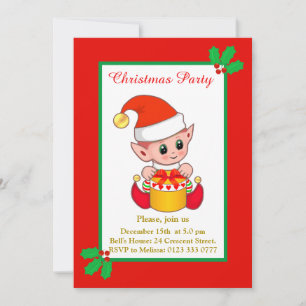 Cute Christmas Elf Invitation
