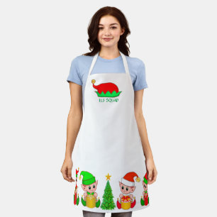 Cute Christmas Elf Squad & Christmas Tree Apron