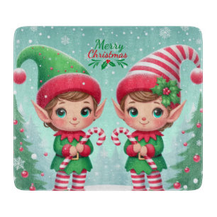 Cute Christmas elves Cutting Board