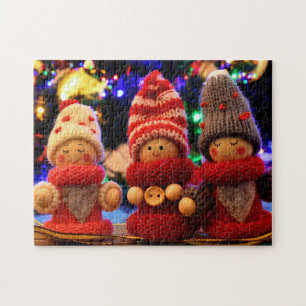 Cute Christmas Elves Ornament Jigsaw Puzzle